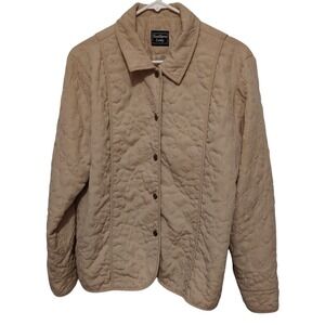 Southern Lady Quilted Tan Jacket Lightweight Snap Lined Womens‎ Size Fourteen